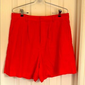 Gap Neon Orange Linen High Rise Shorts